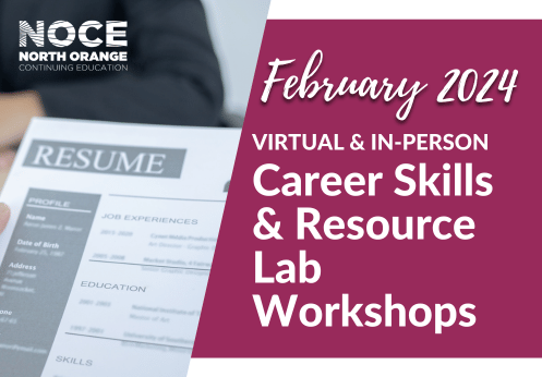 Resume building February 2024 virtual and in person Career Skills and Resource Lab workshops